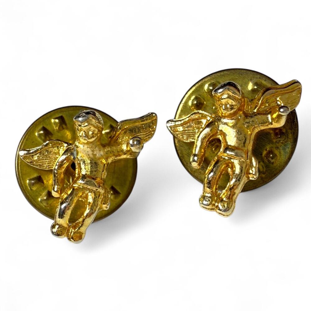 Guardian Angel Gold Tone Vintage Lapel Pins